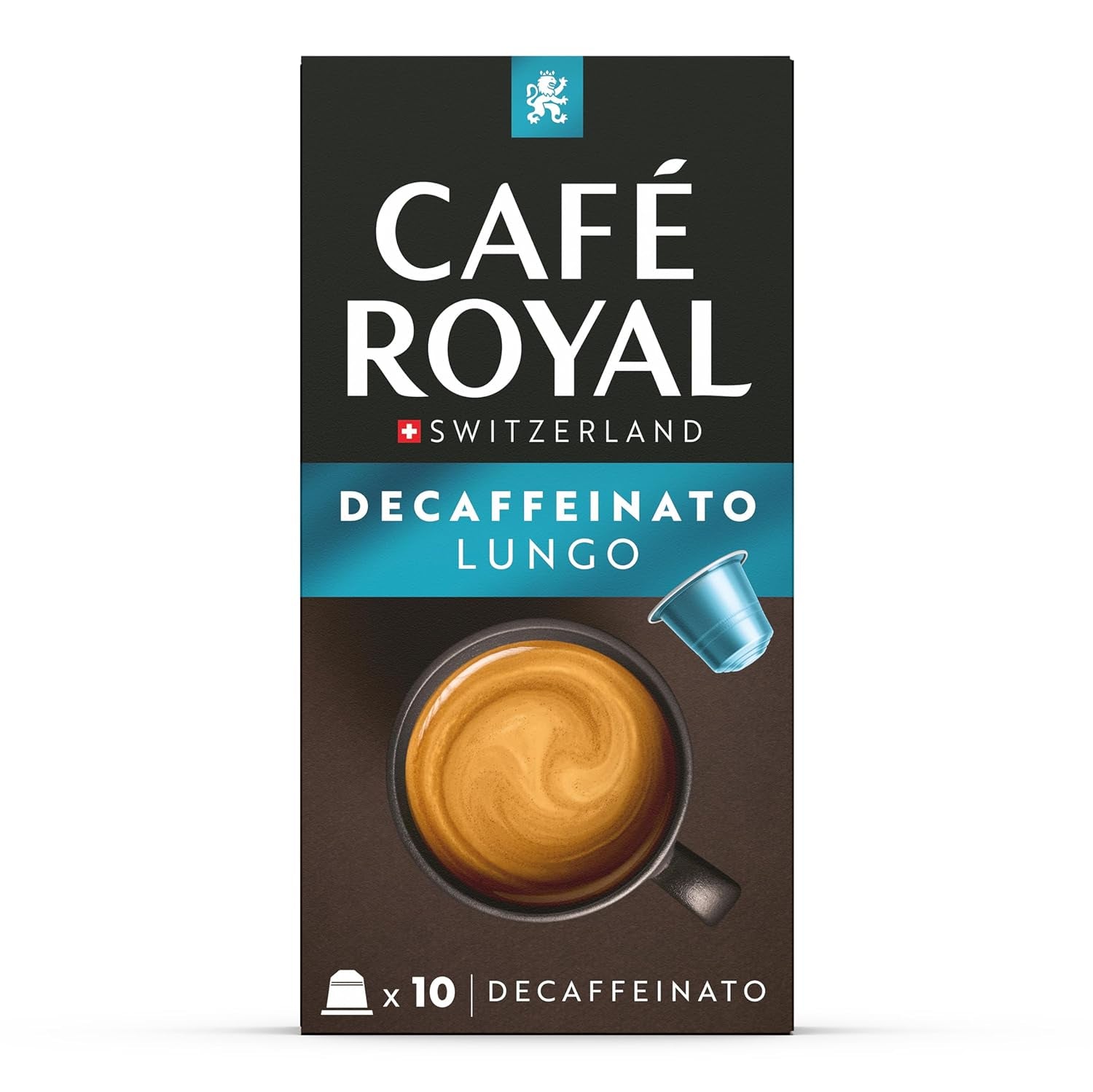 Café Royal Lungo Decaffeinato – Nespresso®-kompatible Kaffeekapseln, 100 % Arabica, Intensität 5/12, Rainforest Alliance, entkoffeiniert, 100 Kapseln