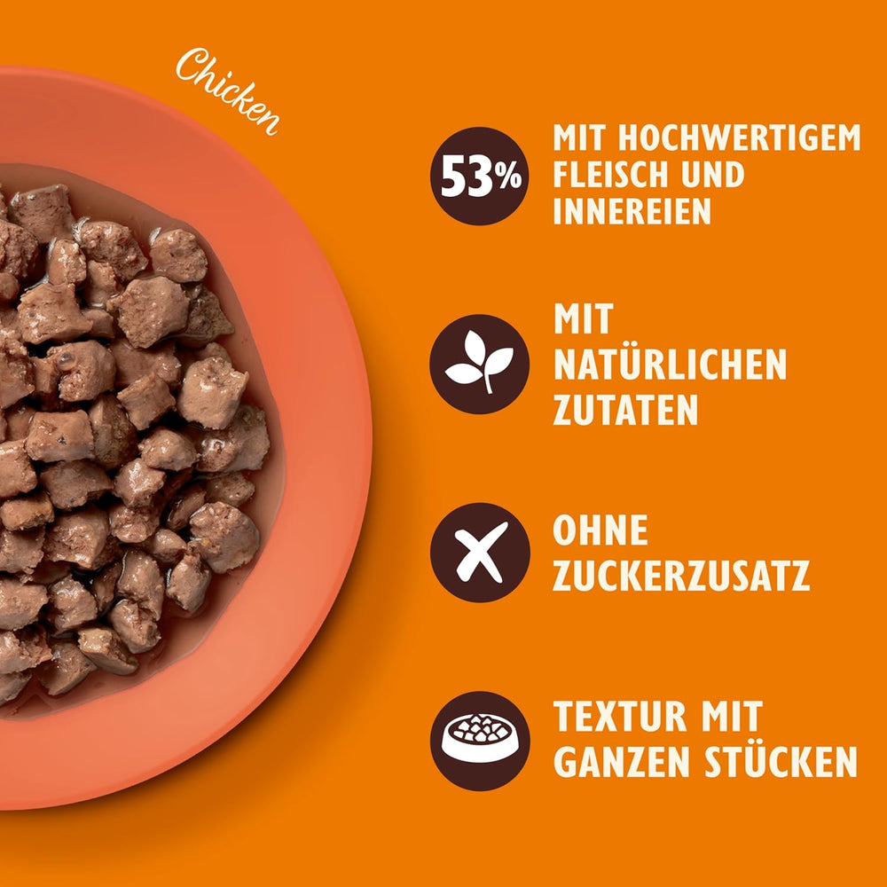 Bucătărie Lily's, preparată cu ingrediente naturale, bucăți delicioase în sos cu pui, hrană umedă pentru pisici adulte, conservă de 70g