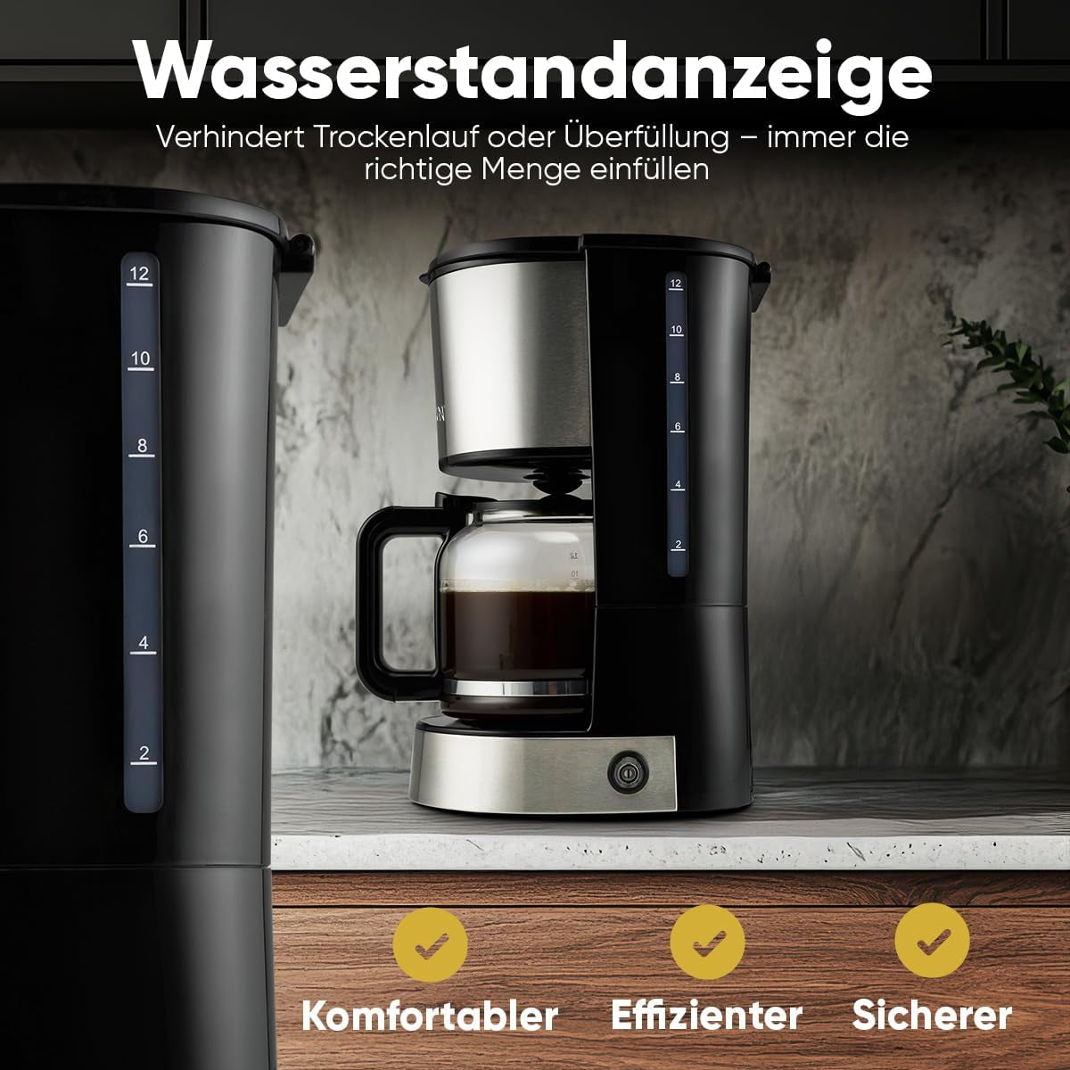 Espressor de cafea cu filtru Bomann® | pentru 12-14 cești | Espressor de cafea cu filtru | Carcasă din oțel inoxidabil | Anti-picurare | Espressor | Espressor de cafea cu filtru | 800W | KA 6071 CB