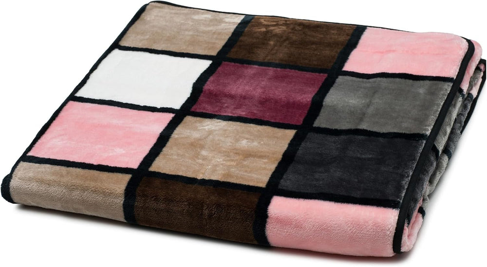 Gözze - Coperta morbida e confortevole, sensazione cashmere, peso tessuto pesante 500 G/M², Antigua, 150 X 200 Cm - Senape/Nero/Bianco Besuche den Gözze-Store Letti e coperte Rosa scuro/tortora/bacca