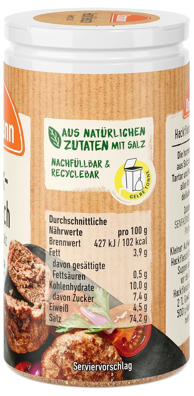 Ostmann Gewürze - Hackfleisch Gewürzsalz | Gewürz für Hackfleisch, Buletten oder Cevapcici | 60 g di Streudose
