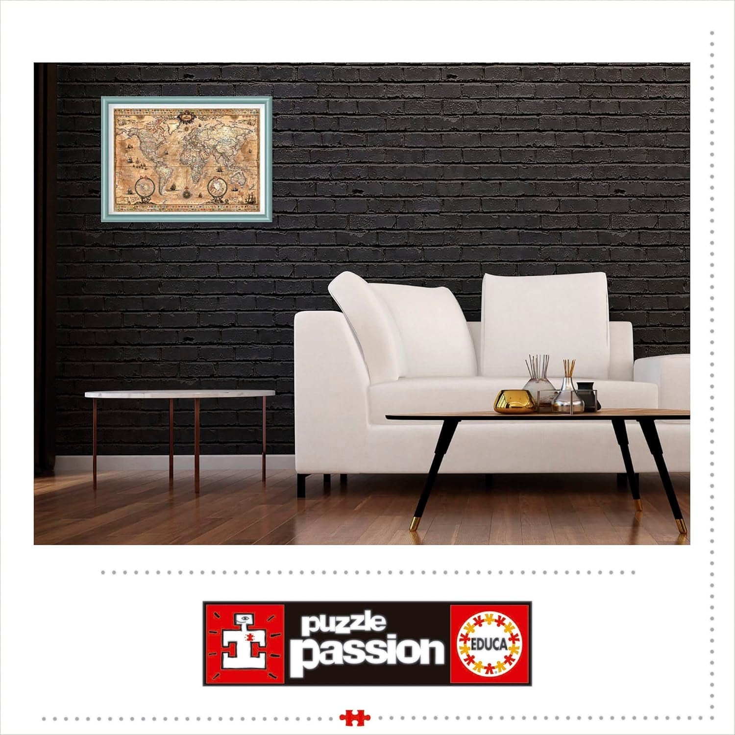 Educa - Puzzle 1000 piese pentru adulti | Harta veche a lumii, puzzle 1000 piese pentru adulti si copii de la 14 ani, harta (15159) Puzzle Naty Shop