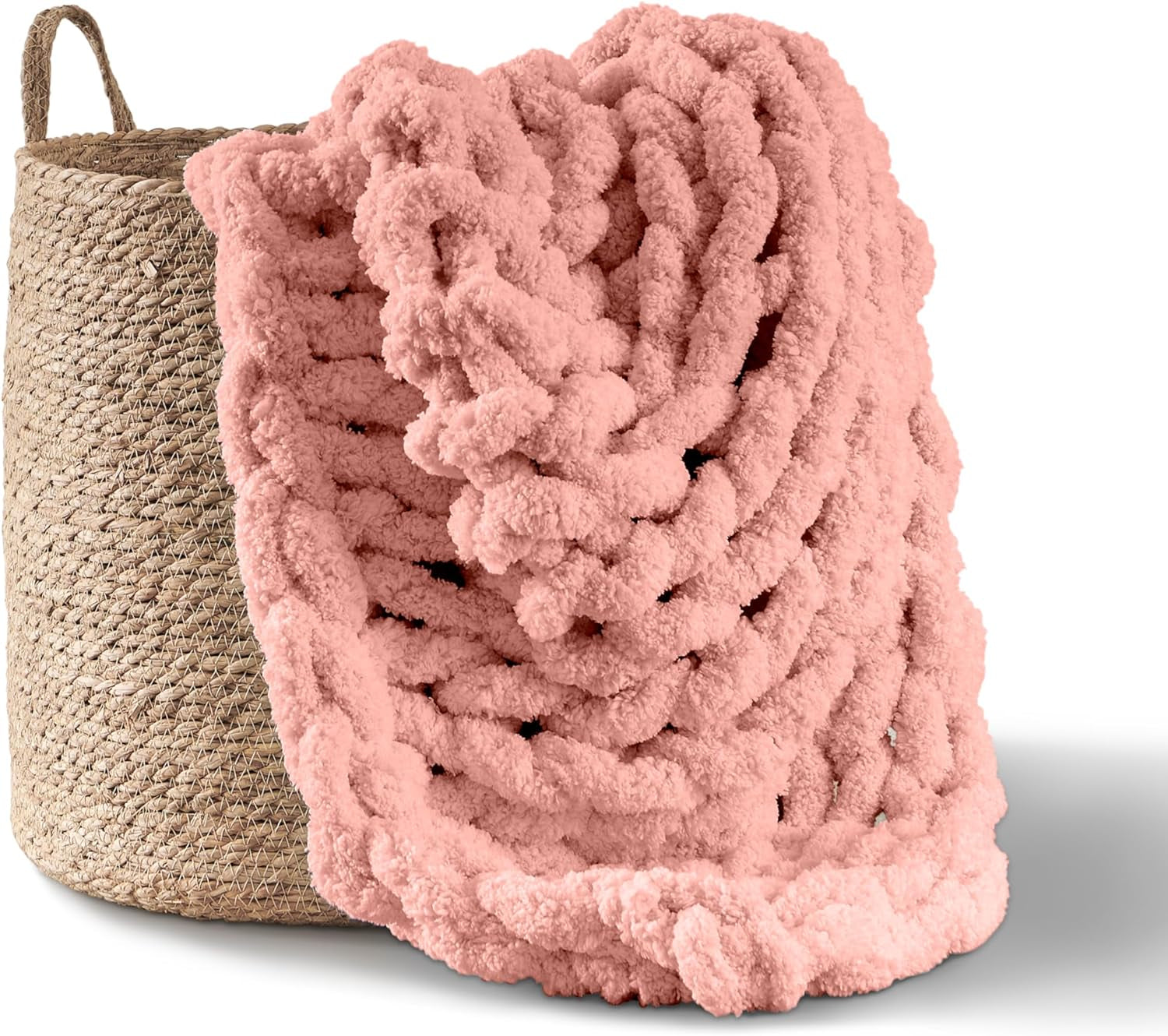 Coperta a maglia grossa, plaid, 100% lavorato a mano con filato di ciniglia jumbo (127 X 152,4 cm, grigio lilla) Letti e coperte Adyrescia Shell rosa 50 "X60"