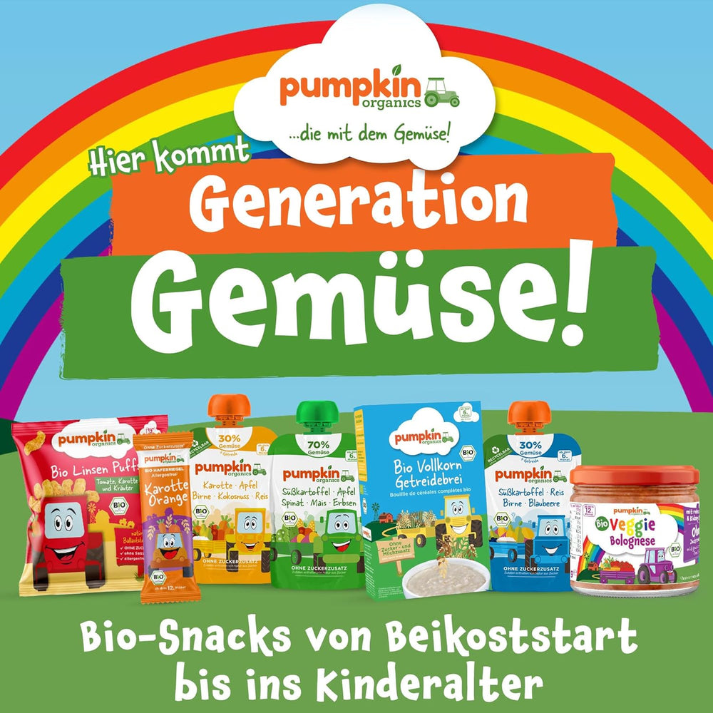 Pumpkin Organics Anelli multicereali per bambini con carota e mango (confezione da 8) Snack per bambini senza additivi a partire dai 12 mesi - Snack croccanti per bambini senza allergeni² e senza glutine³ (8 x 20 g)