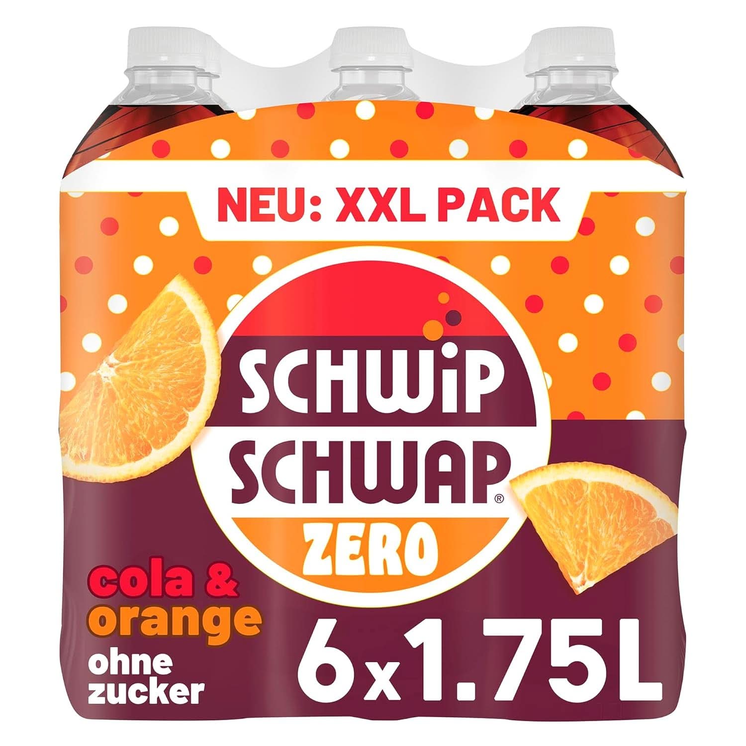 SCHWIPSCHWAP ZERO - PACK XXL - Bevanda analcolica alla cola con caffeina e arancia, set 6 x 1,75 litri Naty Shop