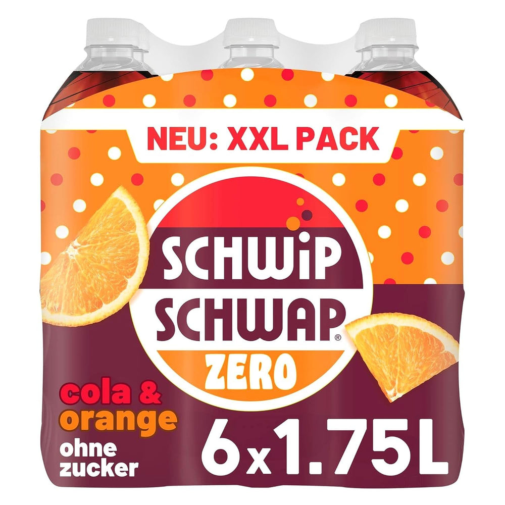 SCHWIPSCHWAP ZERO - PACK XXL - Bevanda analcolica alla cola con caffeina e arancia, set 6 x 1,75 litri Naty Shop