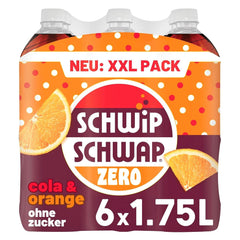 SCHWIPSCHWAP ZERO - PACK XXL - Bevanda analcolica alla cola con caffeina e arancia, set 6 x 1,75 litri Naty Shop
