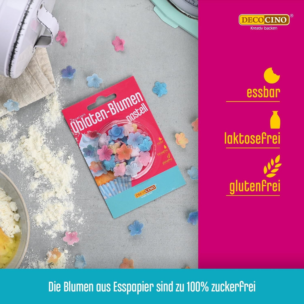 DECOCINO Oblaten-Blumen Pastell - Essbare Blüten Aus Esspapier, Ideal Zum Dekorieren Von Hochzeits-Torten, Geburtstags-Kuchen, Cupcakes Uvm. Glazuri si Decor Naty Shop