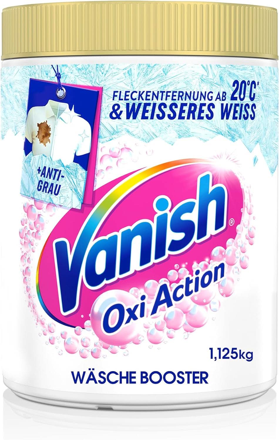 Vanish Oxi Action Powerwhite Powder - 1 X 1.125 Kg - polvere smacchiatore migliorativo per bucato senza cloro - per bucato bianco Detersivi Bucato Naty Shop
