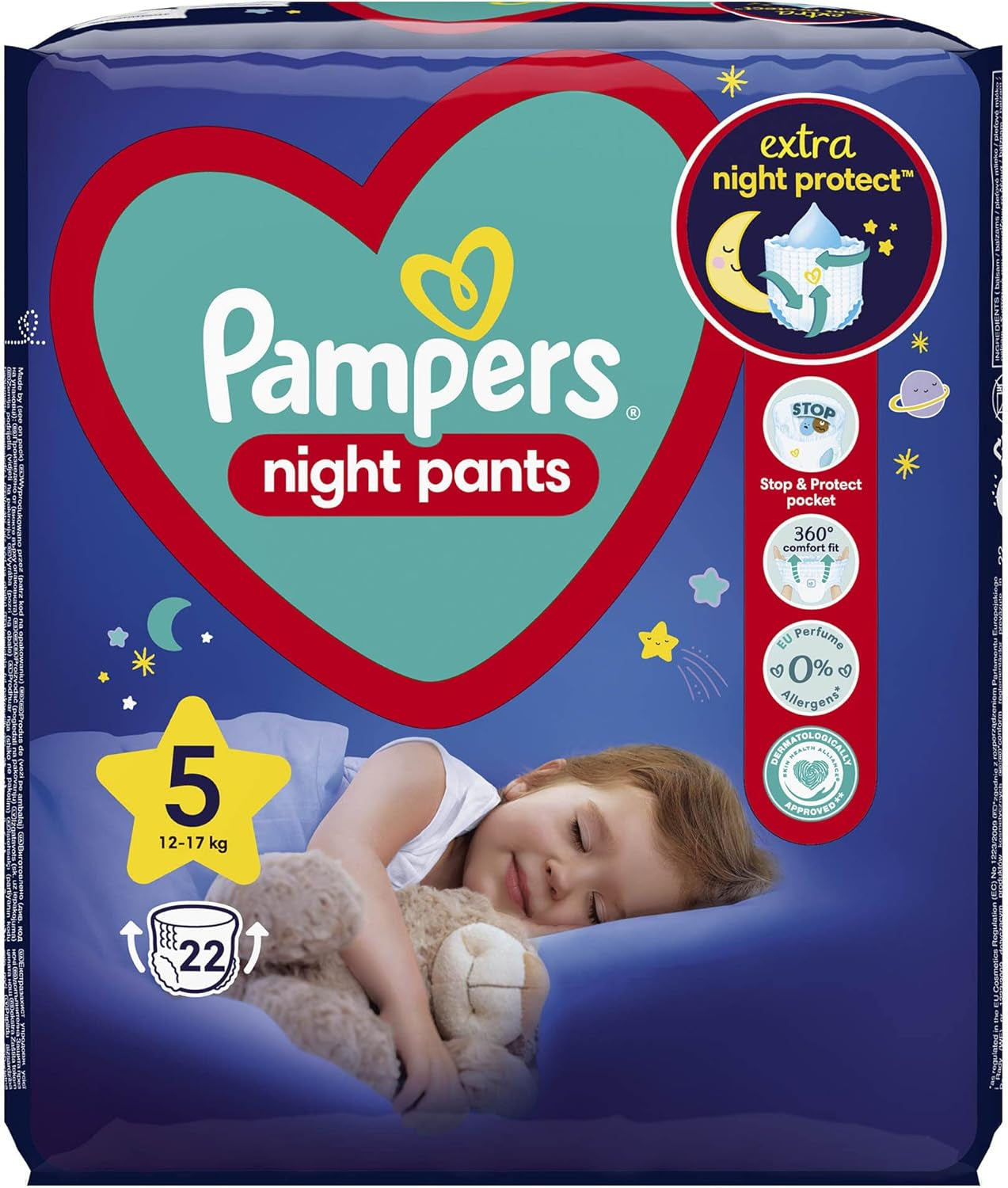 Pannolini Night Pants (vecchia versione), taglia 5, 22 pezzi, 12 kg-17 kg (confezione da 2)