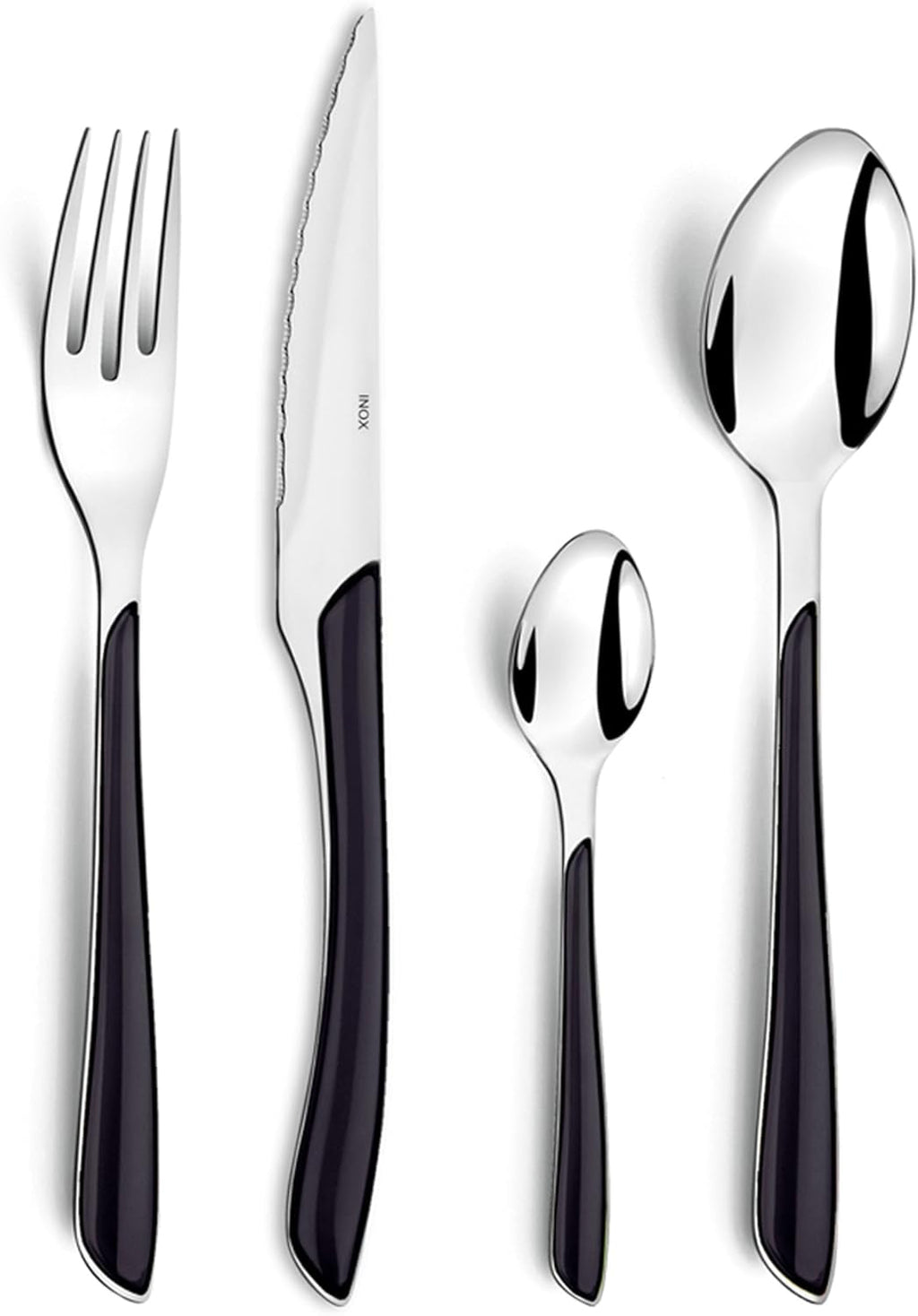 Amefa ECLAT set de tacâmuri NATURE, 24 de piese, 6 persoane Bucatarie Naty Shop Lucios monocrom Negru 16 piese