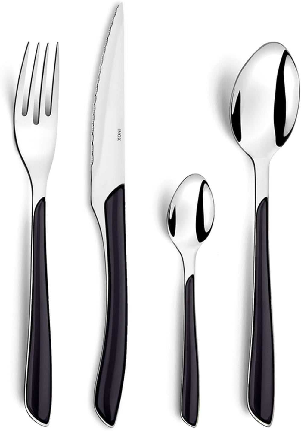 Amefa ECLAT set de tacâmuri NATURE, 24 de piese, 6 persoane Bucatarie Naty Shop Lucios monocrom Negru 16 piese