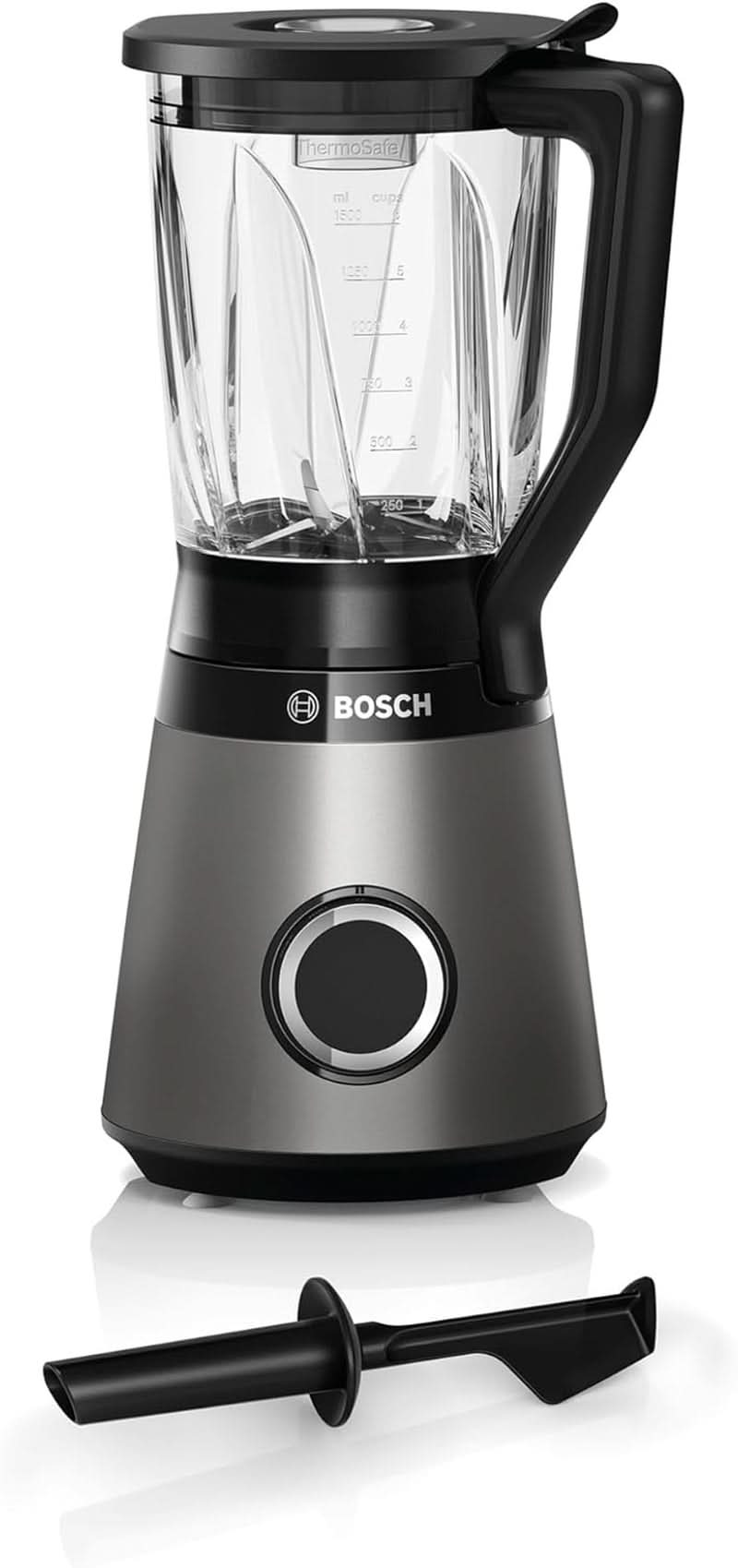 Robot da cucina Bosch Vitapower Serie 4 MMB6172SN, Verbesserte Version, 10 Jahre Motorgarantie, Edelstahl-Klingen, 1.5L Glasbehälter, Spülmaschinenfeste Teile, 30.000 U/Min, 1200 W, Argento Kitchen Naty Shop