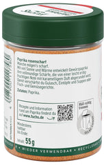 Fuchs Gewürze - Paprika rosenscharf gemahlen - schärfer Gesmack für Gulasch, Eintöpfe oder Gemüsegerichte - ingredienti naturali - 55 g in wiederverwendbarer, recyclebarer Dose