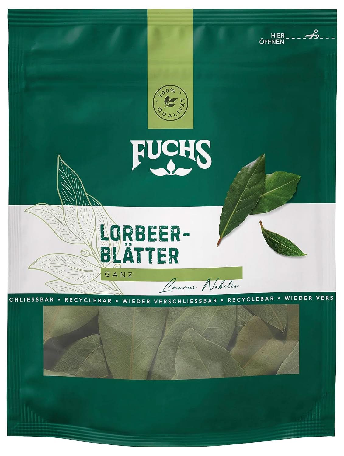 Fuchs - Frunze de dafin într-o pungă resigilabilă, reciclabilă - fabricate din ingrediente naturale - 7 grame Condimente Naty Shop