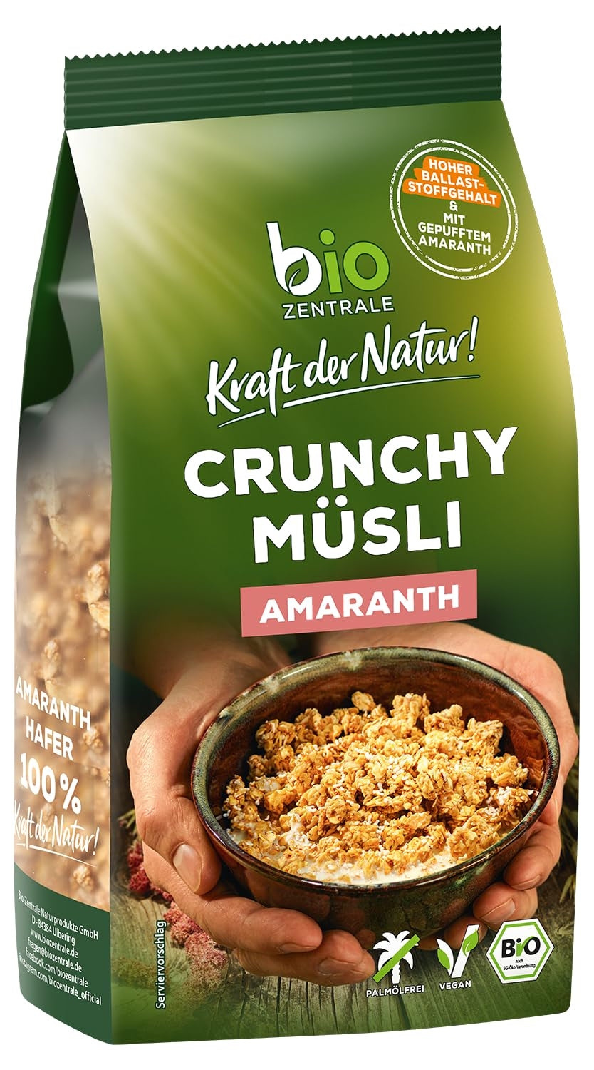 Muesli croccante ai frutti di bosco Biozentrale | 375 g di muesli biologico | Ideale per la colazione e per la tua tazza di muesli da asporto | Un'alternativa alle barrette di muesli
