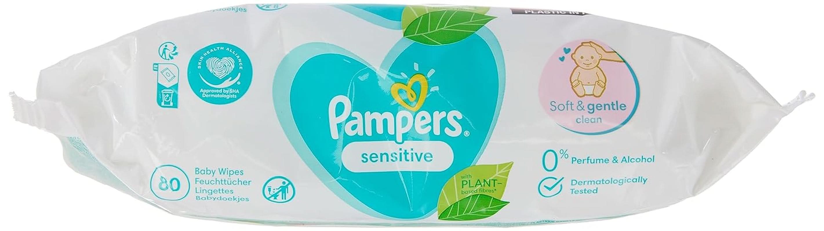 Salviettine umidificate Pampers Sensitive, 80 salviette Salviettine umidificate Baby Naty Shop