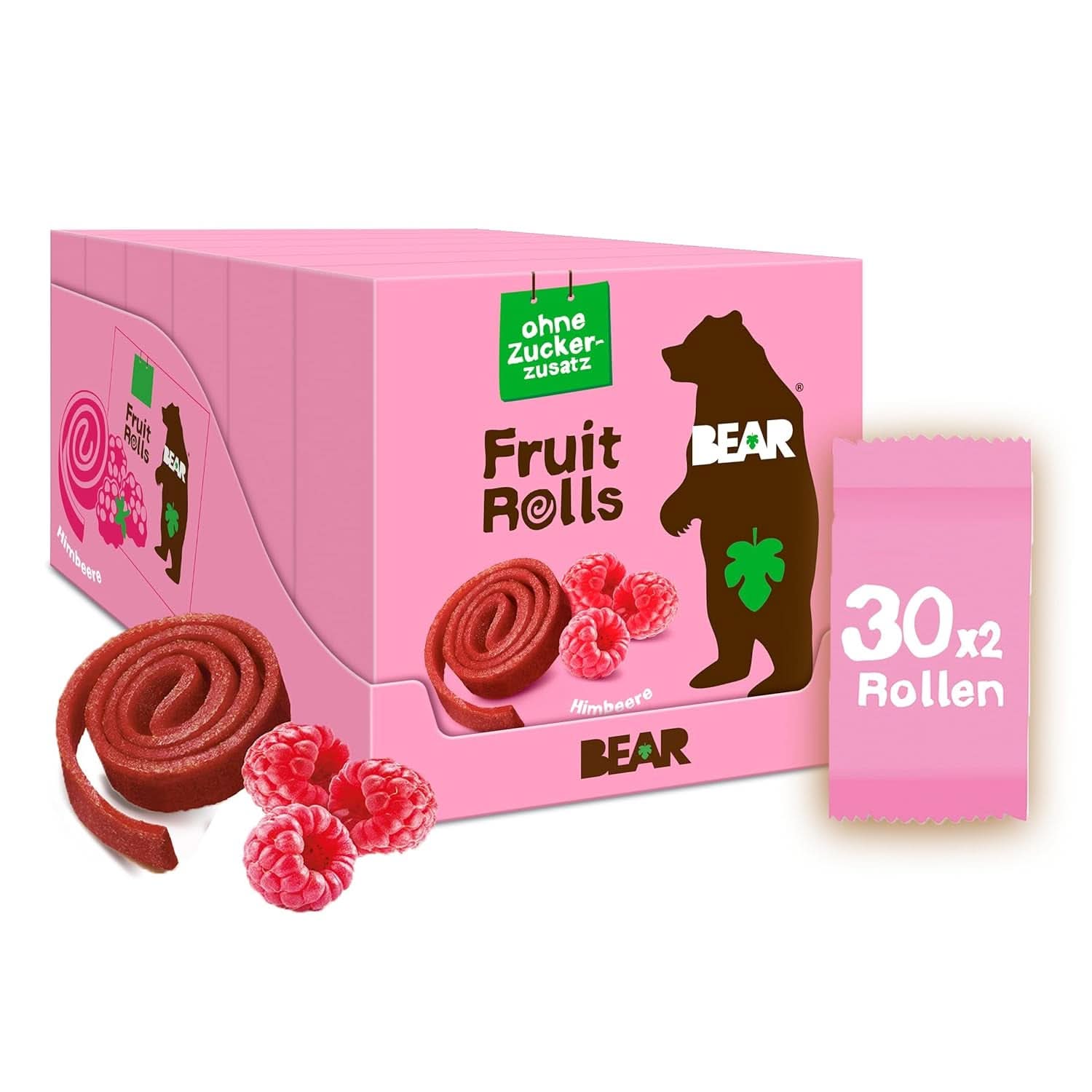 BEAR panini alla frutta con fragole, ingredienti 100% naturali, 30 x 20 grammi Prodotti disidratati Naty Shop Lampone