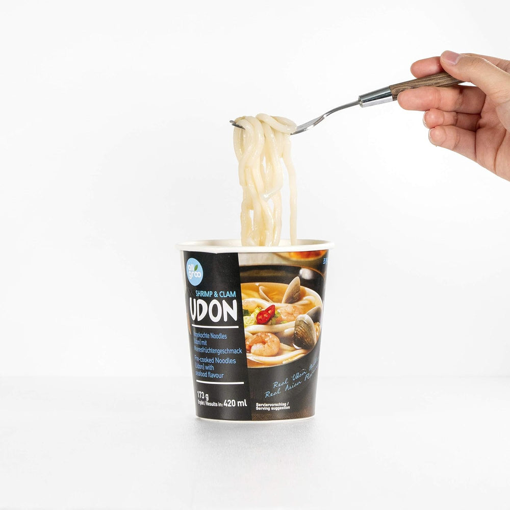 Allgroo Udon Cup Noodles Istantanei - Zuppa Udon Saporita e Piccante ai Frutti di Mare - Preparazione Rapida (1 x 173g)