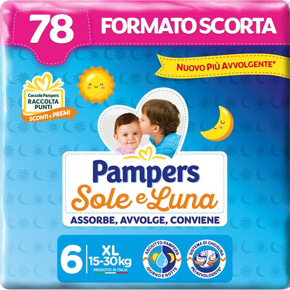 Pannolini Pampers Sun and Moon, unisex, junior, taglia 5 (11-25 kg), 120 pannolini