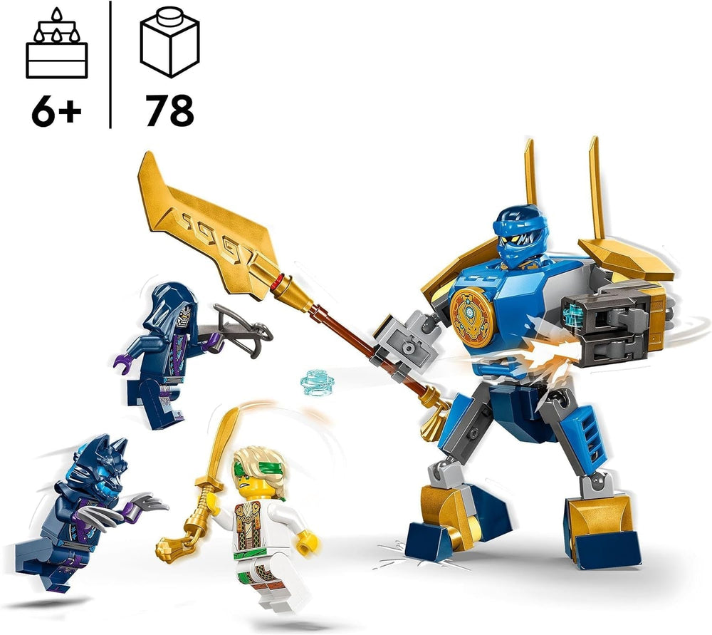 LEGO NINJAGO Jay Battle Mech, giocattolo ninja per bambini con personaggi, inclusa la minifigure di Jay con mini katana, action figure e mech, piccolo regalo per ragazzi e ragazze creativi a partire da 6 anni 71805 Set da costruzione Besuche den LEGO-Store