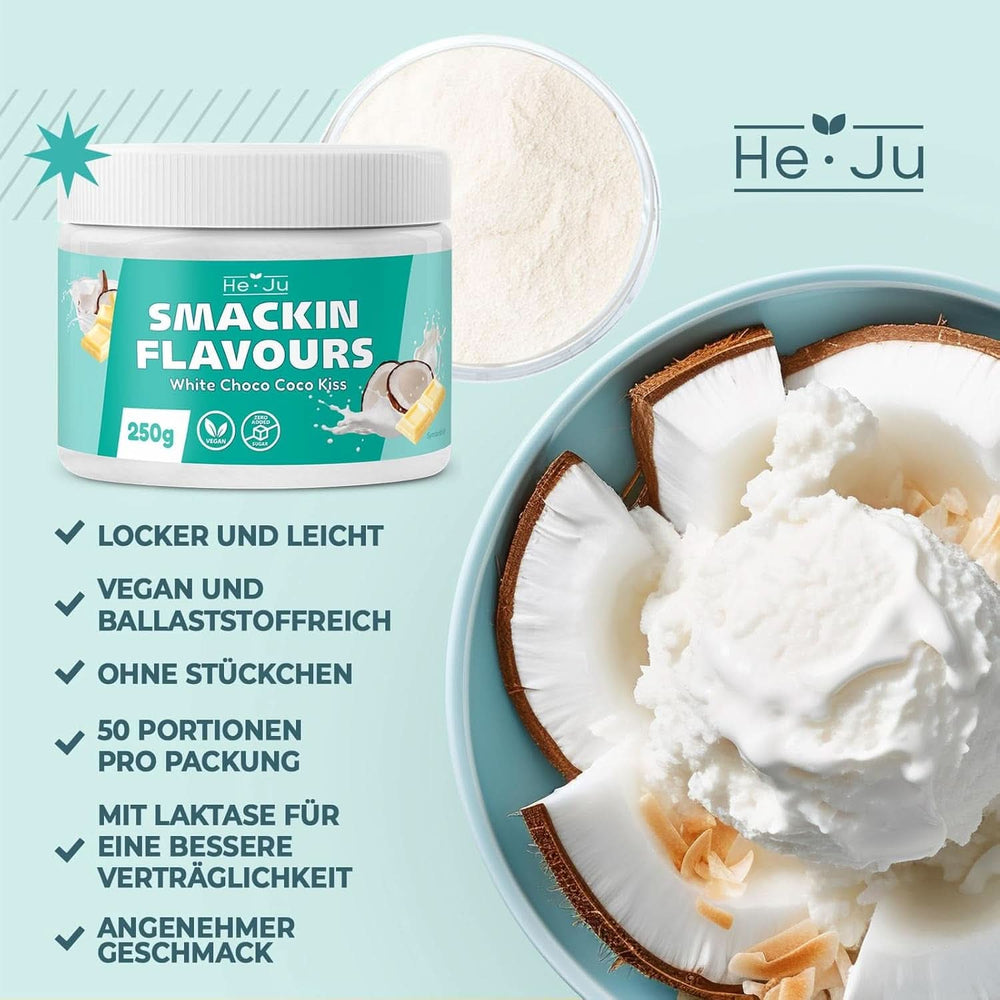 He-Ju, Polvere al gusto di cioccolato bianco e cocco, 250 grammi Aromas Naty Shop