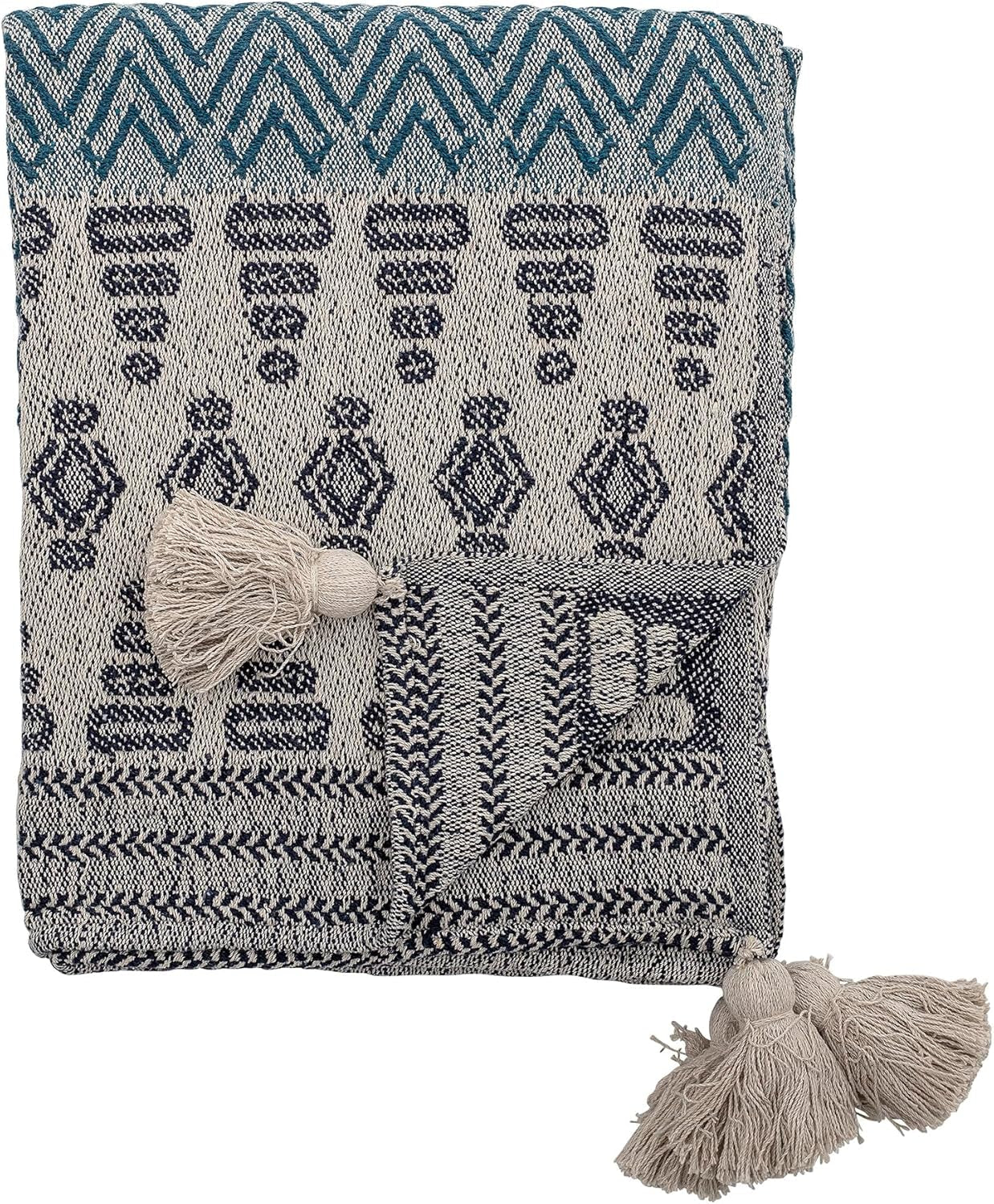 Cuvertură de pat Bloomingville, negru, bumbac, 160cm Paturi si Cuverturi Bloomingville Albastru 160 X 130 Cm