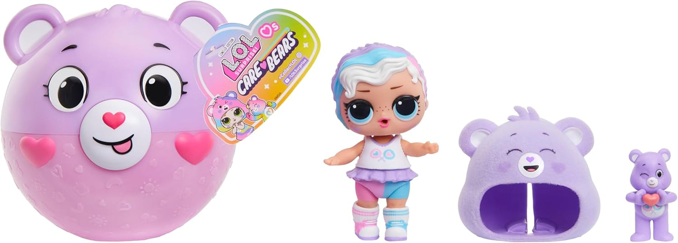 LOL Surprise! Loves Care Bears Tots - Include 1 păpușă cu ținută și accesorii, minge în formă de ursuleț de pluș, ambalaj ascuns, 6 păpuși de colecție