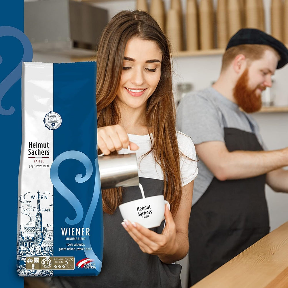 Helmut Sachers Kaffee - Miscela Viennese, Forza 3/5, 100% Arabica, Caffè in grani interi, 6 X 500G Naty Shop