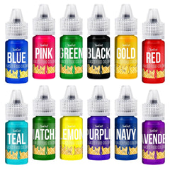 Colorant alimentar liposolubil - 12 culori coloranți alimentari pe bază de ulei pentru ciocolată, cremă de unt, bomboane, glazură - colorant alimentar concentrat pe bază de ulei pentru copt, gătit, fondant - 6 ml fiecare