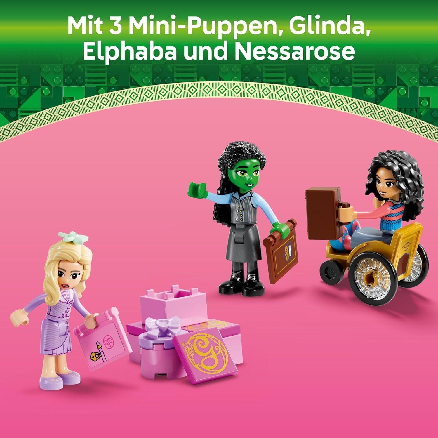 LEGO Wicked Glinda, Elphaba e Nessarose alla Shiz University Barca a vela e 3 personaggi Barca giocattolo, regalo per ragazze e ragazzi di 7 anni Amanti delle case delle bambole 75681 Set da costruzione Besuche den LEGO-Store