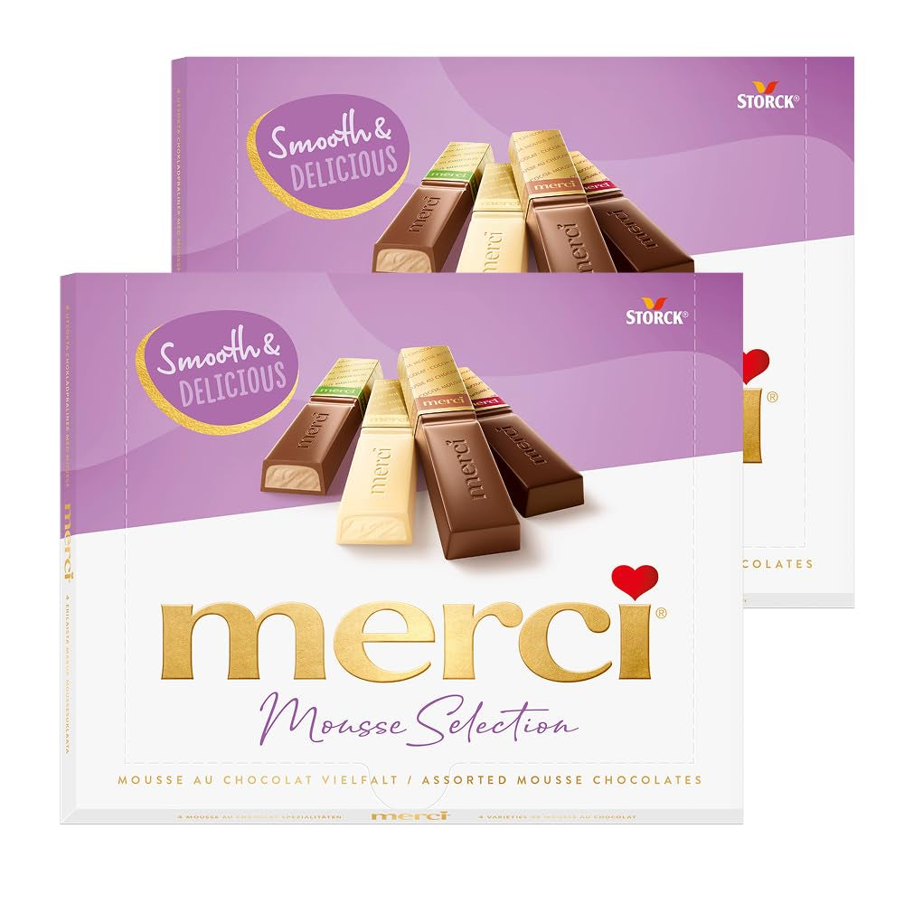 merci Finest Selection Mousse au Chocolat Variety – 1 x 210 g – Specialità Squisita Mousse al Cioccolato – Praline ripiene e vuote