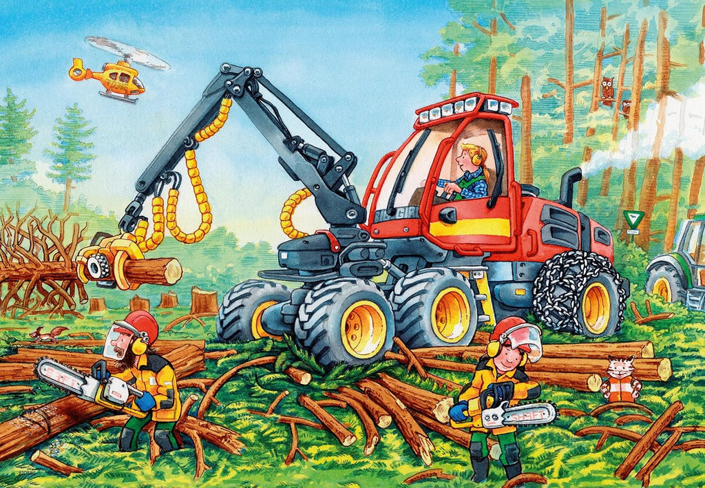 Ravensburger Puzzle pentru copii - 07802 Excavator și tractor forestier - Puzzle pentru copii de la 4 ani, cu 2X24 piese Puzzle Naty Shop