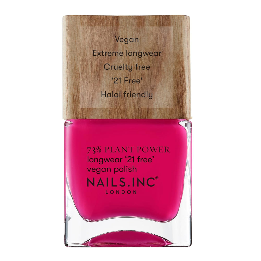 Nails Inc - Smalto per unghie vegano GLOWING SOMEWHERE Plant Power - 73% a base vegetale, 100% vegano e cruelty free - Manicure perfetta, Perla scintillante - Per nail art ecologiche