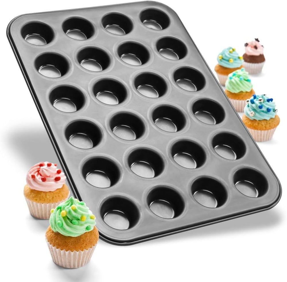 Zenker 6541 Nero Metallizzato 24Er Mini-Muffinform – Antihaftbeschichte Für Perfekte Mini-Muffins, Ø 4.5 Cm, ​​​​Made in Germany Stampi e teglie da forno Naty Shop