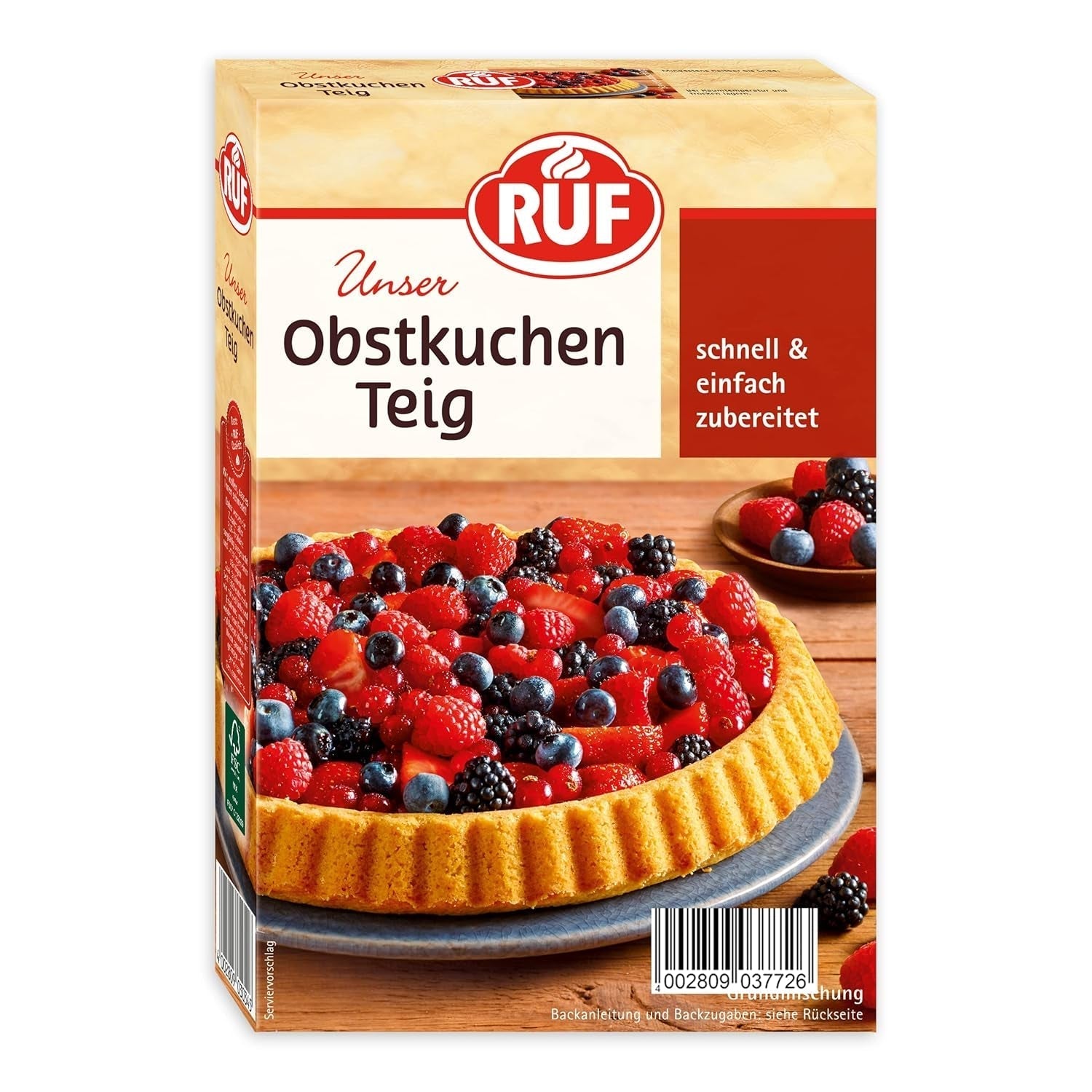 RUF Biskuit Teig, Backmischung Für Einen Saftigen Biskuitteig, Gelingsicher Und Schnell Zuberitet, Zur Herstellung Von Biskuitrollen, Biskuitkuchen Oder Tortenboden, 1 X 250G Naty Shop Obstkuchen Obstkuchen