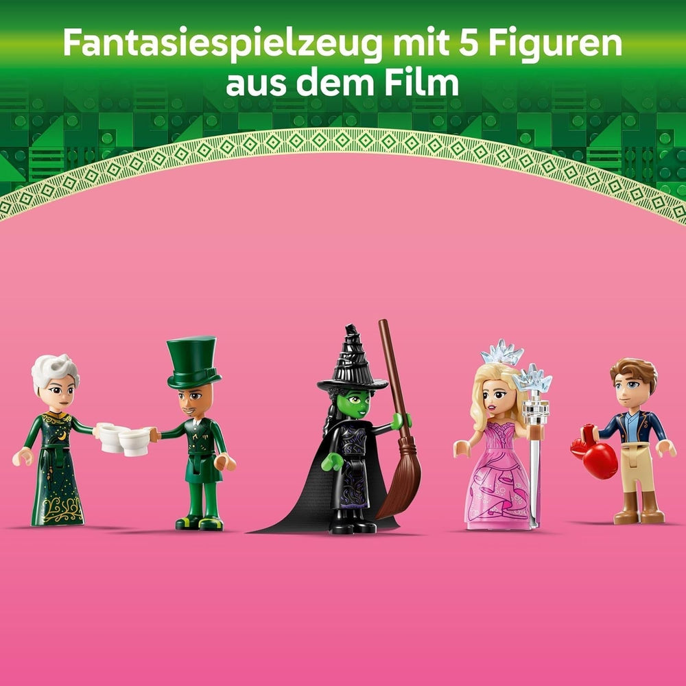 LEGO Wicked Welcome to Emerald City, jucărie cu turn, Glinda și Elphaba mini păpuși, cadou pentru fanii filmului și fete și băieți de la 9 ani, care iubesc casele de păpuși 75684 Seturi de constructie Besuche den LEGO-Store
