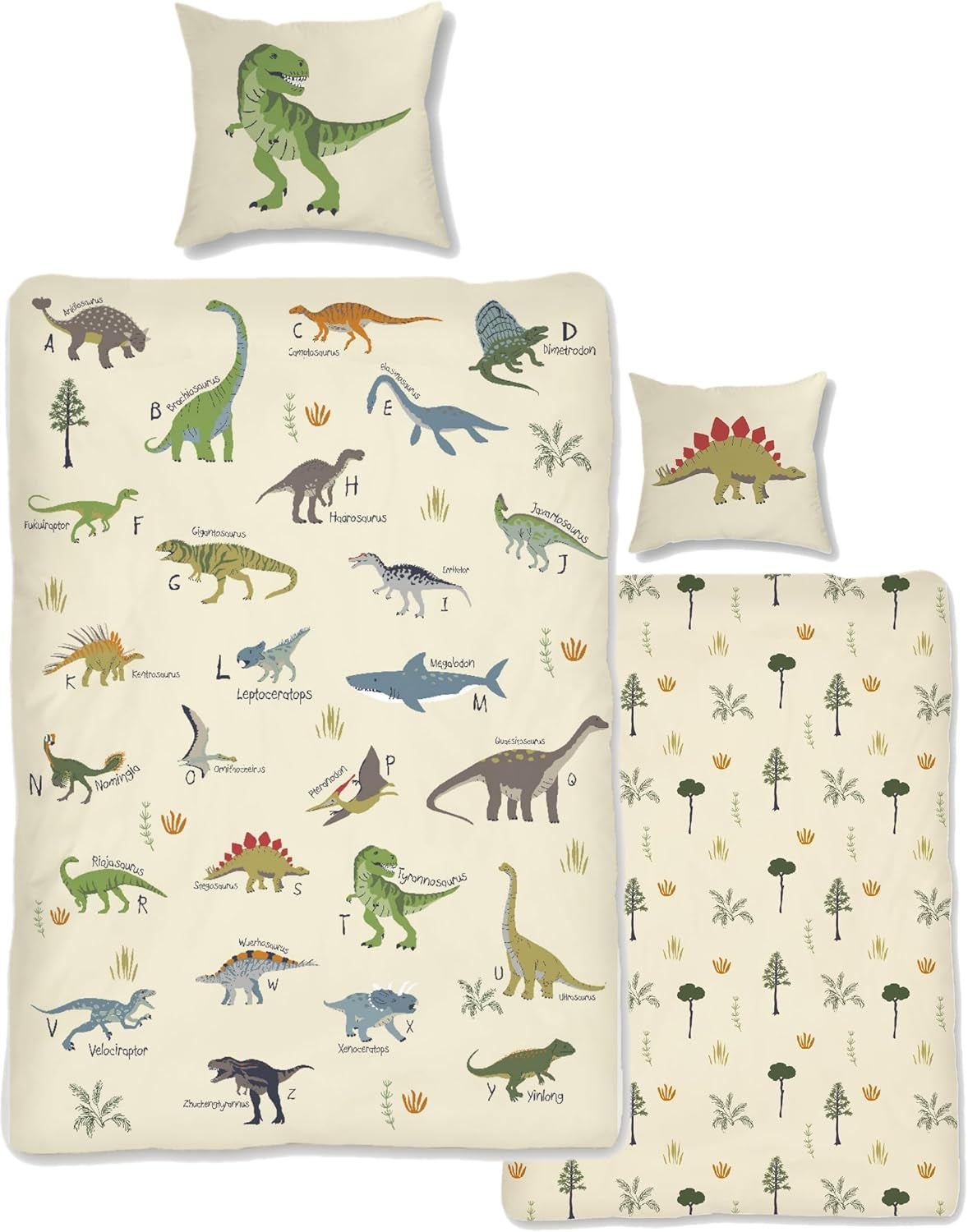 Skybrands Dino Bedtuchen 135X200 Jungen Bedtuchen Dinosaurier Baumwolle 2Tlg Kinder Bedtuchen Dinosaurier 135X200 + Beutel Naty Shop Titolo predefinito
