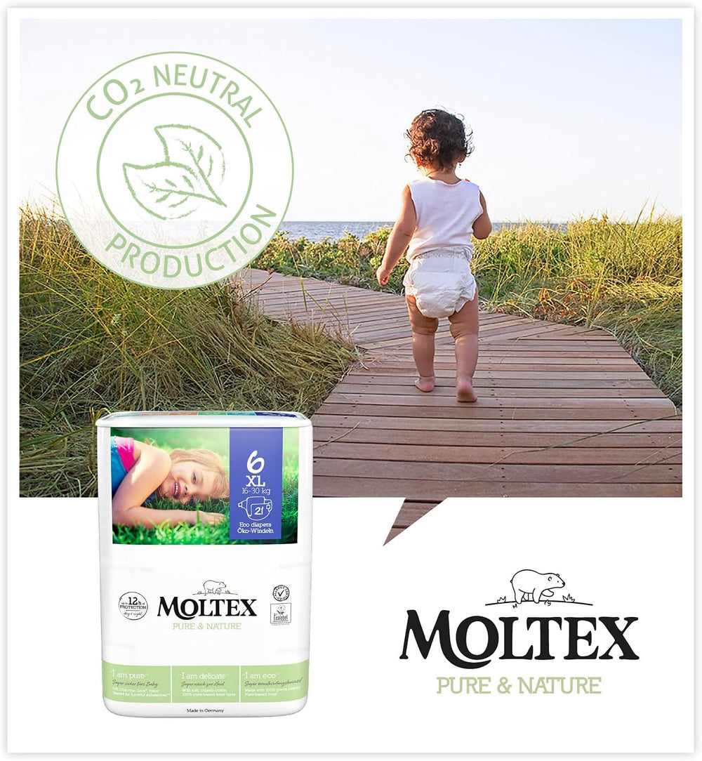 Pannolini biologici Pure & Nature Taglia 6 XL (17-28 kg) Confezione mensile da 84 pannolini biologici