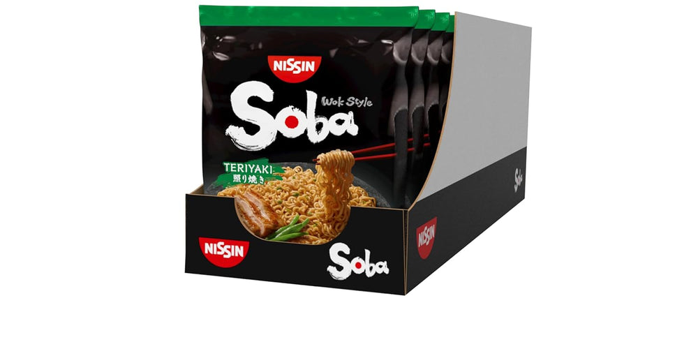 Nissin Bag Soba Noodles - Classici spaghetti istantanei giapponesi Confezione da 9 stile Wok con salsa Yakisoba Cucina asiatica rapida (9 x 109 g)