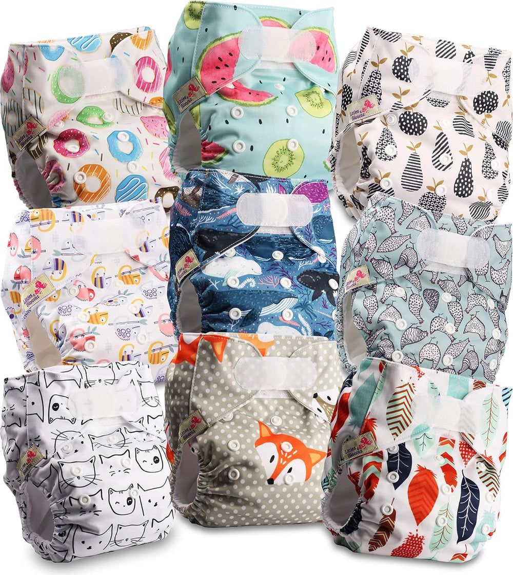 Pannolini riutilizzabili Littles and Bloomz FLV2-0602, chiusura standard con gancio e anello, 6 pannolini