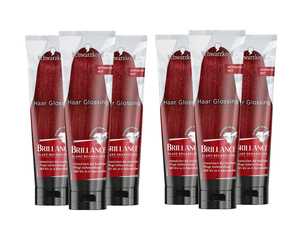 Brillance Shine Treatment, Hair Glossing Radiant Violet (150 ml), hrănește și intensifică culoarea părului, poate fi folosit ca o mască de păr, durează până la 6 spălări ale părului Vopsea pentru par Naty Shop Roșu intens 150 ml (pachet de 6)