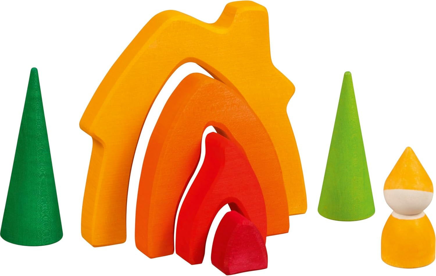 Goki 58427 - Casa dei nani - Goki Evolution - Realizzata in legno di acero di alta qualità - 7 parti - Vernici colorate a base d'acqua - Prodotto in Europa Case delle bambole Naty Shop