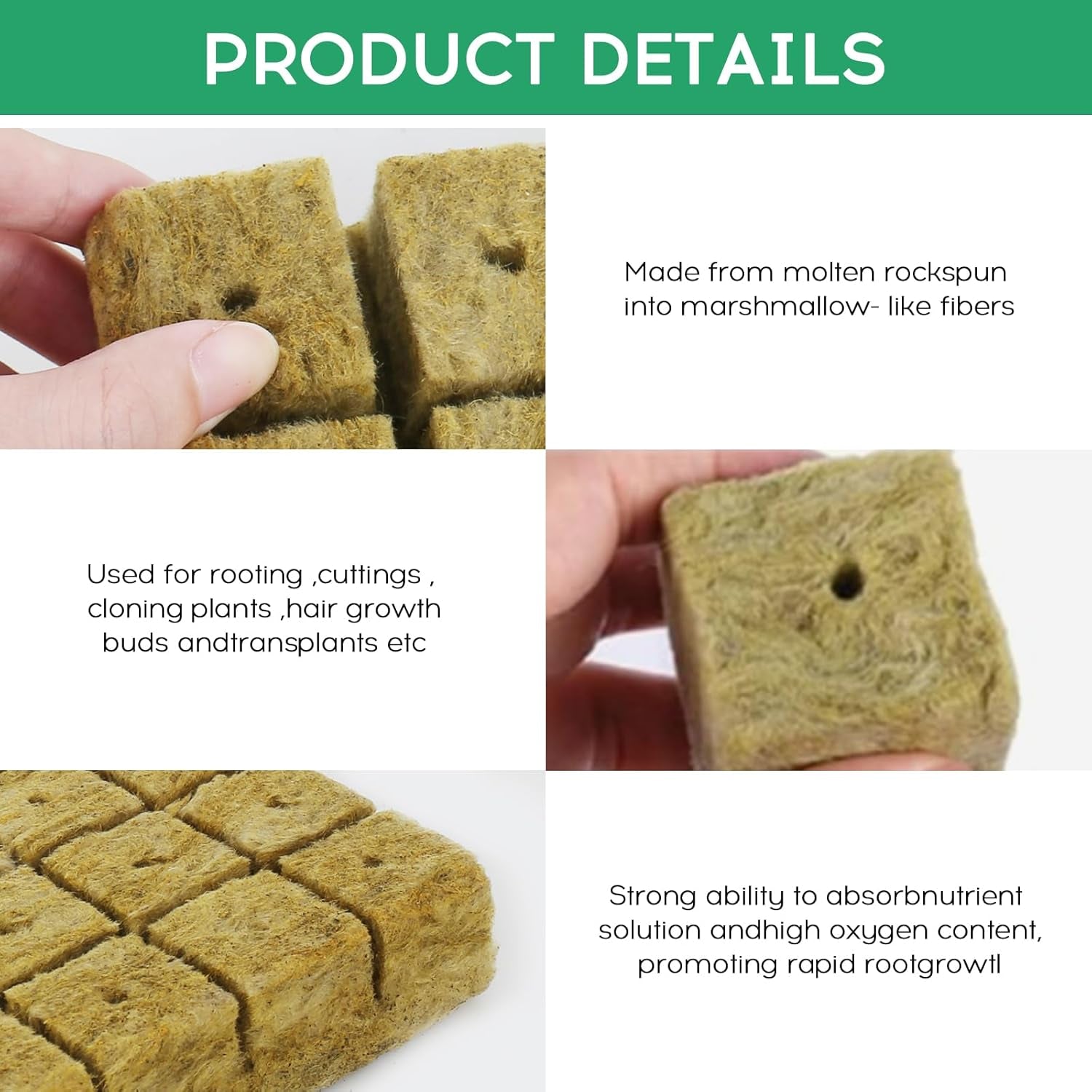 28 cubi di lana di roccia, set di lana di roccia, tappetino per coltivazione in lana di roccia, tappetino per coltivazione idroponica fuori suolo, cubo di lana di roccia, cubi di lana di roccia per talee, clonazione, propagazione 4*4*4 cm