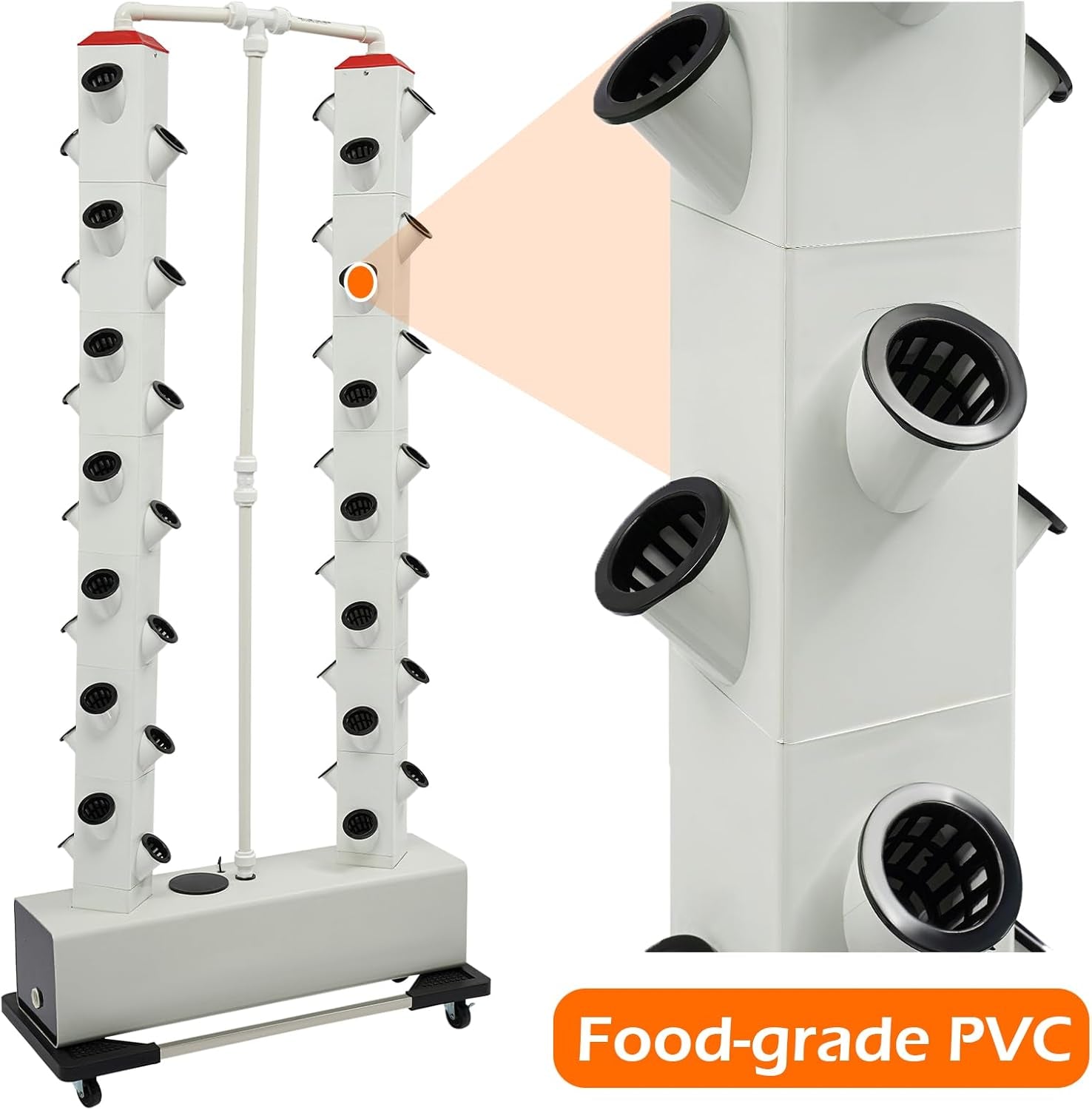 Sistema di coltivazione idroponica da 56 capsule - Torre idroponica verticale con serbatoio dell'acqua da 30 litri, Sistema di coltivazione idroponica da giardino, Kit di coltivazione aeroponica per erbe, frutta e verdura