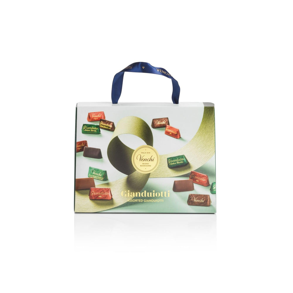 Set regalo Venchi - Borsina Gianduiotti, con vari cioccolatini Gianduiotti, tra cui "Nocciole Piemonte", 150g, senza glutine, senza coloranti, senza conservanti, idea regalo