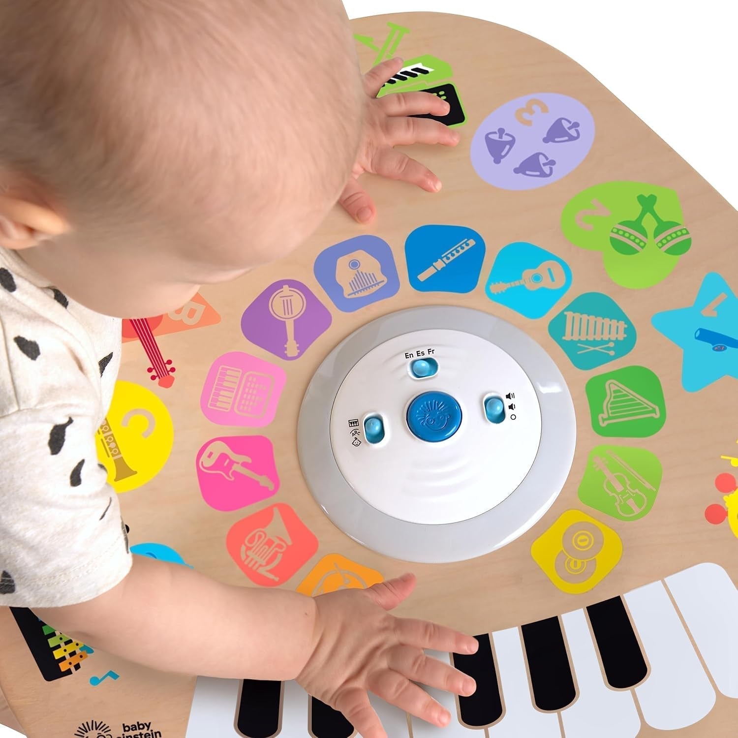 Baby Einstein, Hape, Clever Composer Tune Table Magic Touch Play Table, 22 instrumente muzicale, jucărie muzicală electronică din lemn, cub muzical și jucărie senzorială, copii de la 6 luni în sus Jucarii Bebe Naty Shop