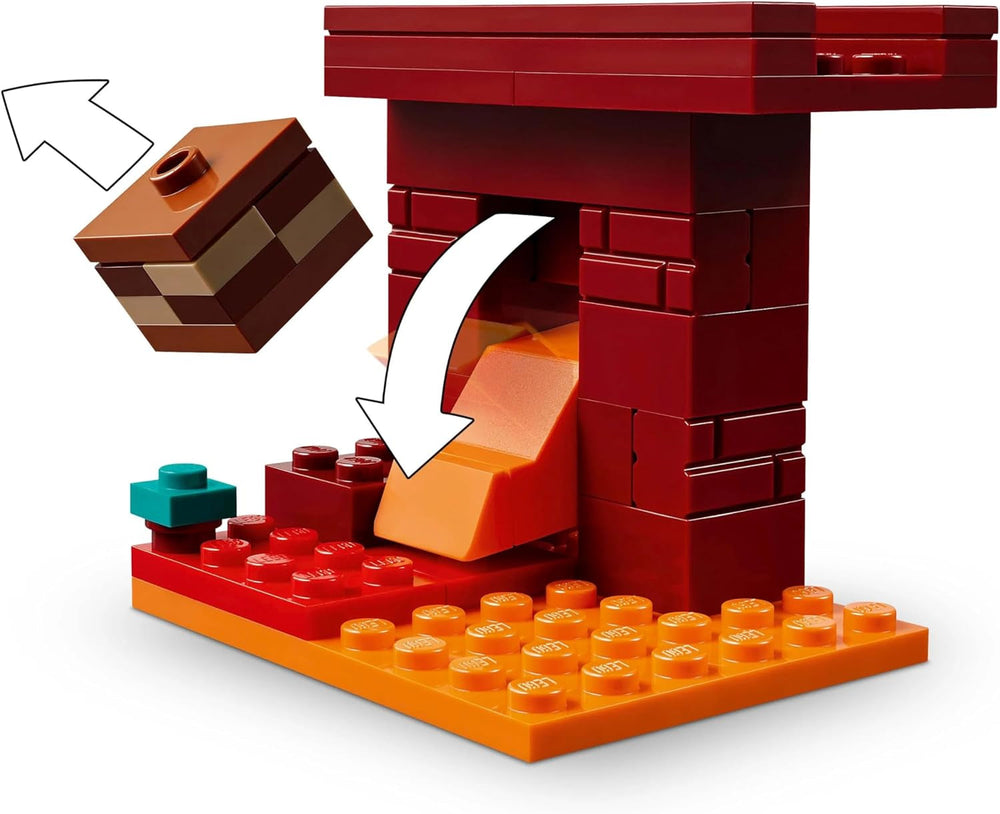 LEGO Minecraft Duello di lava nelle profondità, Giocattolo per fan dei videogiochi, Fortezza con minifigure tra cui Alex, Scheletro Wither, Lohe e Strider, Regalo per ragazze e ragazzi di 6 anni 21266 Set da costruzione Beuche den LEGO-Store