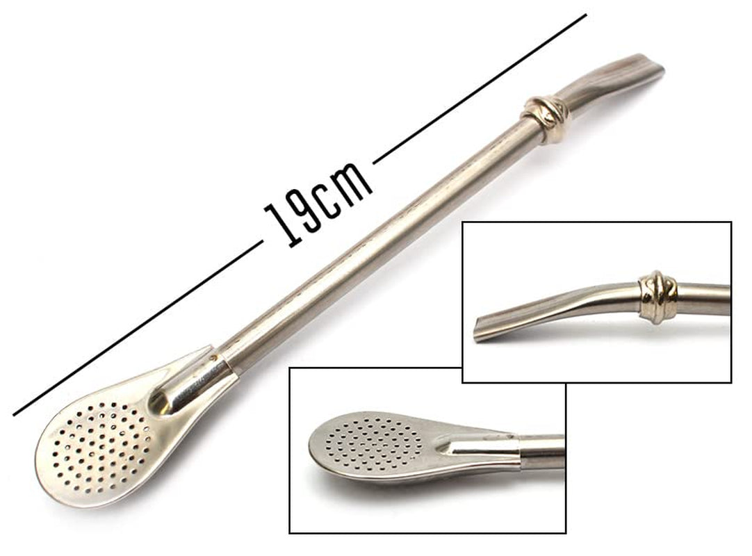 Set de ceai Yerba Mate pentru două persoane 150G | Ceai Mate cu guarana și fructe | Ceai Yerba Mate cu frunze libere | Ceașcă de ceramică Mate neagră 350 ml | Paie de oțel Bombilla Liza 19 cm