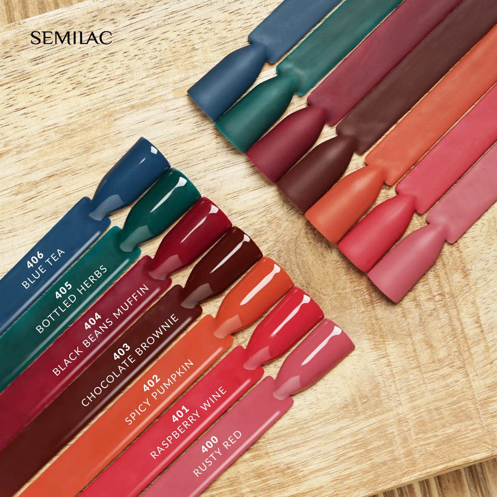 Smalto UV Semilac Hybrid 400 Rusty Red 7ml, collezione Tastes of Fall